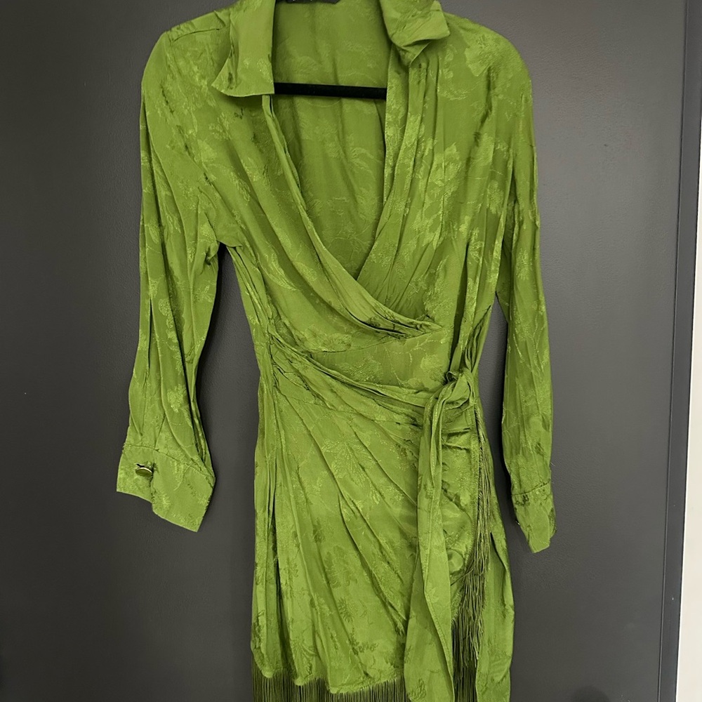 Zara Olive Green Wrap Blouse